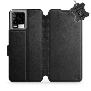 Kožené flip pouzdro Mobiwear - Realme 8 - černé - výprodej