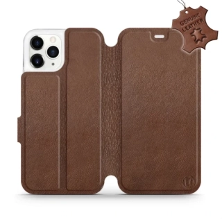 Kožené flip pouzdro Mobiwear - Apple iPhone 11 Pro - Hnědé - VÝPRODEJ