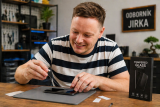 Profesionální nalepení tvrzeného skla na mobil na prodejně Přemyslova 21, Plzeň 
