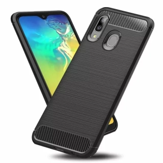 Silikonové pouzdro Coolcase Carbon na mobil Samsung Galaxy A20e Černé