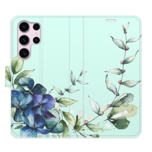 Flip pouzdro iSaprio - Samsung Galaxy S23 Ultra - Blue Flowers - kapsičky na karty