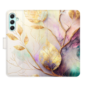 Flip pouzdro iSaprio - Samsung Galaxy A34 5G - Gold Leaves 02 - kapsičky na karty