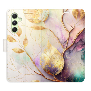 Flip pouzdro iSaprio - Samsung Galaxy A54 5G - Gold Leaves 02 - kapsičky na karty
