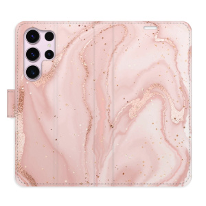 Flip pouzdro iSaprio - Samsung Galaxy S23 Ultra - RoseGold Marble - kapsičky na karty