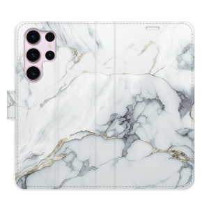 Flip pouzdro iSaprio - Samsung Galaxy S23 Ultra - SilverMarble 15 - kapsičky na karty