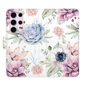 Flip pouzdro iSaprio - Samsung Galaxy S23 Ultra - Succulents Pattern - kapsičky na karty