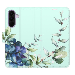 Flip pouzdro iSaprio - Samsung Galaxy A37 - Blue Flowers s kapsičkami na karty