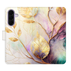 Flip pouzdro iSaprio - Samsung Galaxy A37 - Gold Leaves 02 s kapsičkami na karty