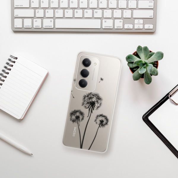Silikonový kryt iSaprio - Xiaomi Redmi 15 - Three pampelišky - black
