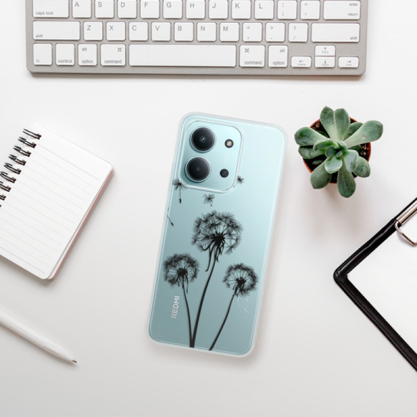 Silikonový kryt iSaprio - Xiaomi Redmi 15C - Three pampelišky - black