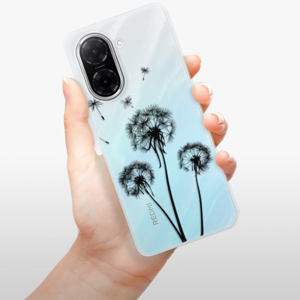 Silikonový kryt iSaprio - Xiaomi Redmi A5 - Three pampelišky - black