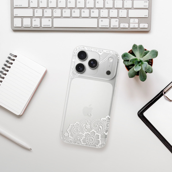 Silikonový kryt iSaprio - Apple iPhone 17 Pro - White Lace 02