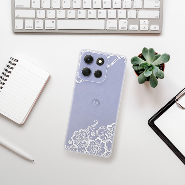 Silikonový kryt iSaprio - Motorola Moto G86 5G - White Lace 02
