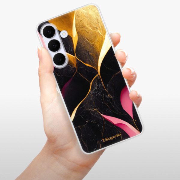 Silikonový kryt iSaprio - Samsung Galaxy S25 FE - Gold Pink Marble