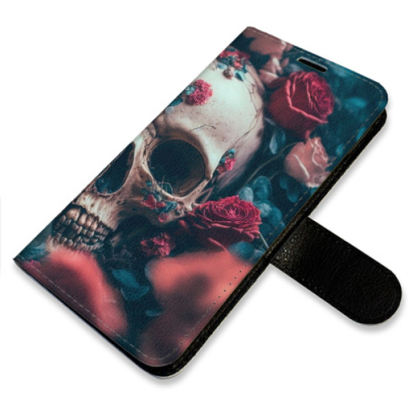 Flip pouzdro iSaprio - Apple iPhone 17 Pro - Skull in Roses 02 s kapsičkami na karty