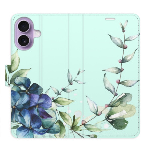 Flip pouzdro iSaprio - Apple iPhone 17 - Blue Flowers s kapsičkami na karty