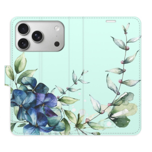 Flip pouzdro iSaprio - Apple iPhone 17 Pro - Blue Flowers s kapsičkami na karty