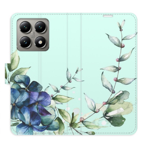 Flip pouzdro iSaprio - Xiaomi 14T - Blue Flowers s kapsičkami na karty