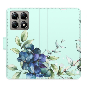 Flip pouzdro iSaprio - Xiaomi 14T Pro - Blue Flowers s kapsičkami na karty