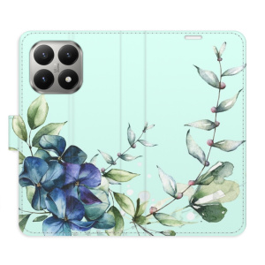 Flip pouzdro iSaprio - Xiaomi 15T - Blue Flowers s kapsičkami na karty