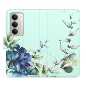 Flip pouzdro iSaprio - Xiaomi Redmi 15 - Blue Flowers s kapsičkami na karty