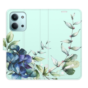 Flip pouzdro iSaprio - Xiaomi Redmi 15C - Blue Flowers s kapsičkami na karty