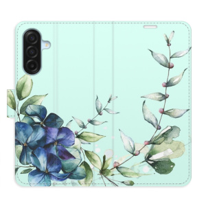 Flip pouzdro iSaprio - Samsung Galaxy A17 / A17 5G - Blue Flowers s kapsičkami na karty