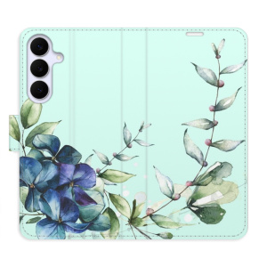 Flip pouzdro iSaprio - Samsung Galaxy S25 FE - Blue Flowers s kapsičkami na karty