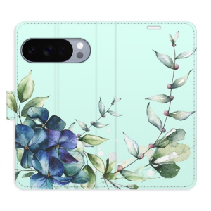 Flip pouzdro iSaprio - Google Pixel 10 / 10 Pro - Blue Flowers s kapsičkami na karty