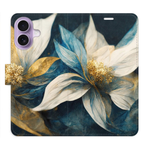Flip pouzdro iSaprio - Apple iPhone 17 - Gold Flowers s kapsičkami na karty