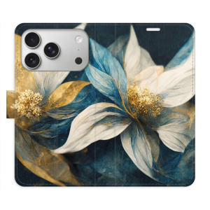 Flip pouzdro iSaprio - Apple iPhone 17 Pro - Gold Flowers s kapsičkami na karty