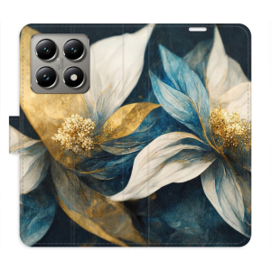 Flip pouzdro iSaprio - Xiaomi 14T Pro - Gold Flowers s kapsičkami na karty