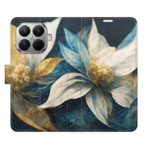 Flip pouzdro iSaprio - Xiaomi 15T Pro - Gold Flowers s kapsičkami na karty