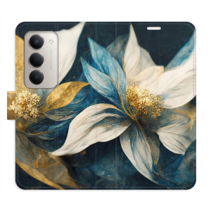 Flip pouzdro iSaprio - Xiaomi Redmi 15 - Gold Flowers s kapsičkami na karty