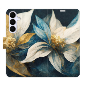 Flip pouzdro iSaprio - Samsung Galaxy S25 FE - Gold Flowers s kapsičkami na karty