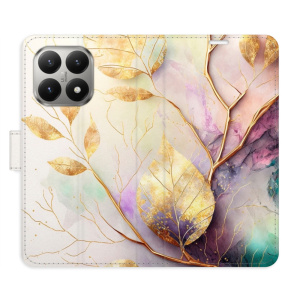 Flip pouzdro iSaprio - Xiaomi 15T - Gold Leaves 02 s kapsičkami na karty