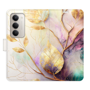 Flip pouzdro iSaprio - Xiaomi Redmi 15 - Gold Leaves 02 s kapsičkami na karty