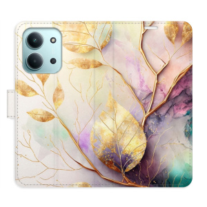 Flip pouzdro iSaprio - Xiaomi Redmi 15C - Gold Leaves 02 s kapsičkami na karty