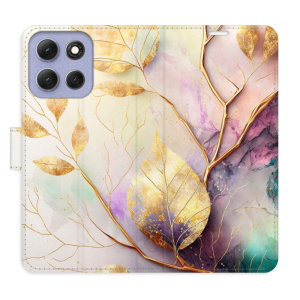Flip pouzdro iSaprio - Motorola Moto G86 5G - Gold Leaves 02 s kapsičkami na karty