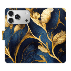 Flip pouzdro iSaprio - Apple iPhone 17 Pro - GoldBlue s kapsičkami na karty