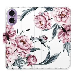 Flip pouzdro iSaprio - Apple iPhone 17 - Pink Flowers s kapsičkami na karty