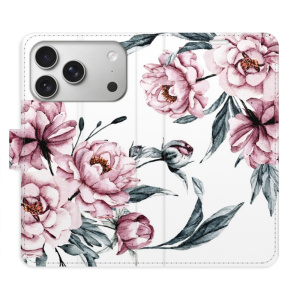 Flip pouzdro iSaprio - Apple iPhone 17 Pro - Pink Flowers s kapsičkami na karty