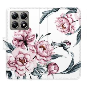 Flip pouzdro iSaprio - Xiaomi 14T Pro - Pink Flowers s kapsičkami na karty
