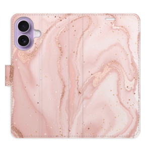 Flip pouzdro iSaprio - Apple iPhone 17 - RoseGold Marble s kapsičkami na karty