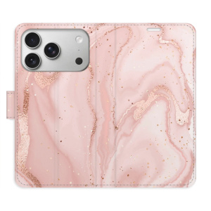 Flip pouzdro iSaprio - Apple iPhone 17 Pro - RoseGold Marble s kapsičkami na karty