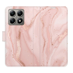 Flip pouzdro iSaprio - Xiaomi 14T Pro - RoseGold Marble s kapsičkami na karty