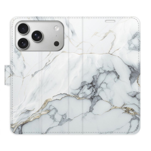 Flip pouzdro iSaprio - Apple iPhone 17 Pro - SilverMarble 15 s kapsičkami na karty