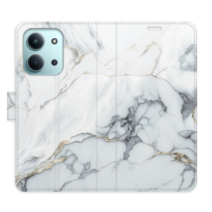 Flip pouzdro iSaprio - Xiaomi Redmi 15C - SilverMarble 15 s kapsičkami na karty
