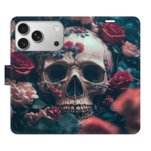 Flip pouzdro iSaprio - Apple iPhone 17 Pro - Skull in Roses 02 s kapsičkami na karty