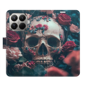 Flip pouzdro iSaprio - Xiaomi 15T Pro - Skull in Roses 02 s kapsičkami na karty